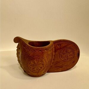 Yugoslavia Hand Carved Wedding Cup Vintage Wood Ceremonial Cup Folk Art